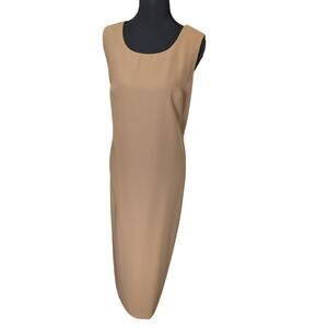 Vintage R&M Dark Tan Pencil Dress with Back Slit | Women's XL